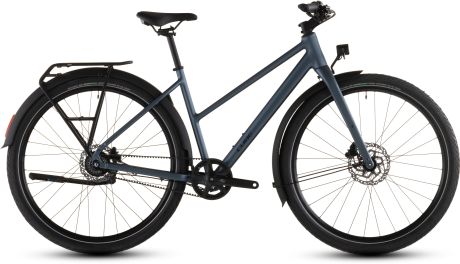 Das Editor Pro FE von Cube, Modelljahr 2026, in der Farbe mineralblue´n´chrome mit Trapeze-Rahmen