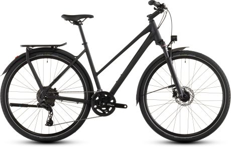 Das Kathmandu One von Cube, Modelljahr 2026, in der Farbe coal`n`black in der Version mit Trapeze-Rahmen